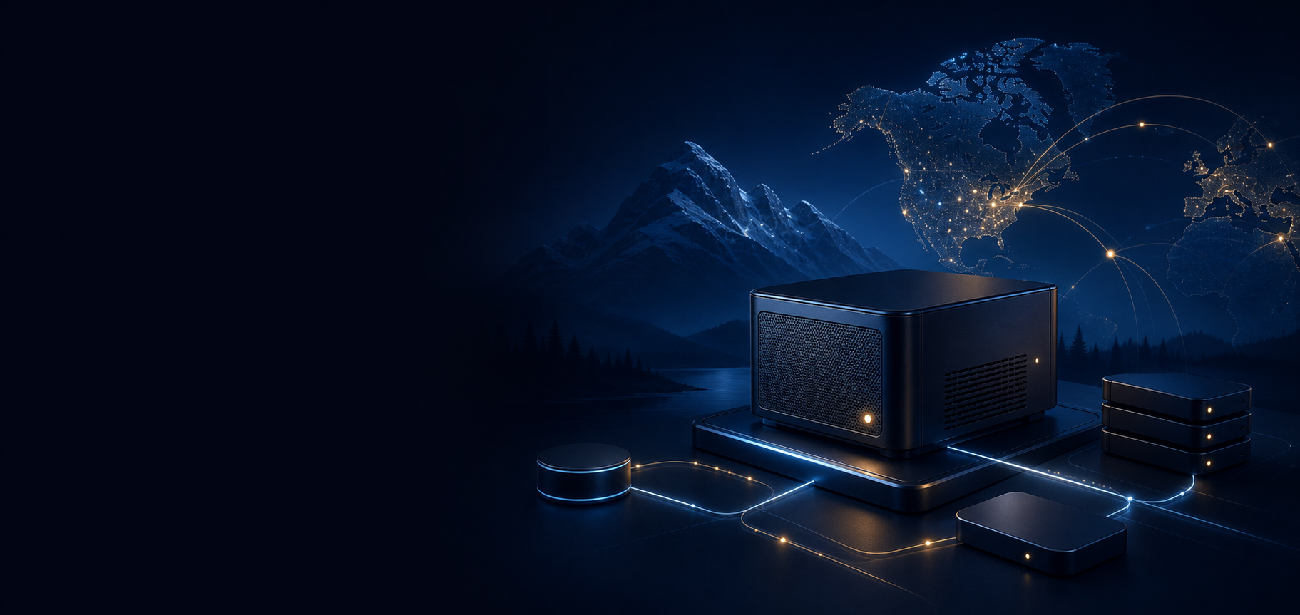 A compact home server connected to a softly illuminated global network